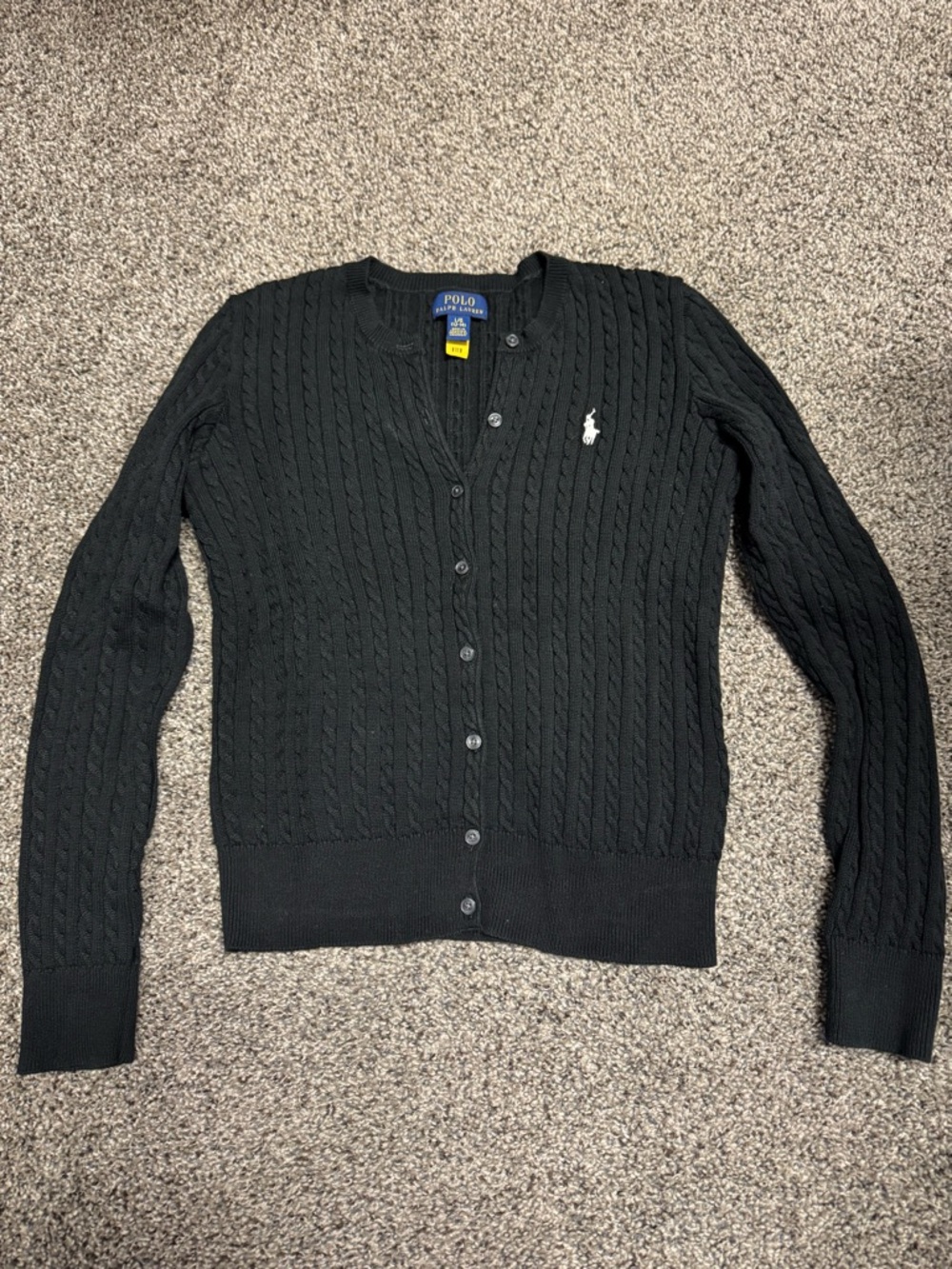 Polo by Ralph Lauren black Cable-Knit Cardigan Sweater